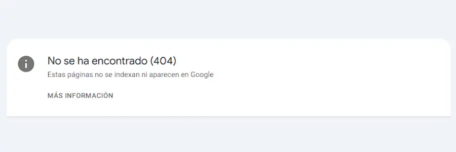 Aviso "no encontrado" 404 de Google Search Console