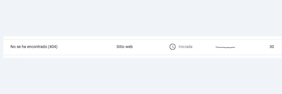 Aviso "no encontrado" de Search Console y número de páginas con error 404